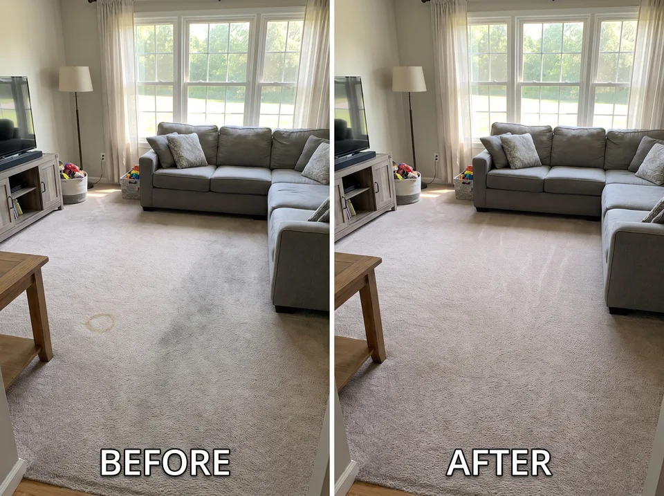 Living room: before and after comparison