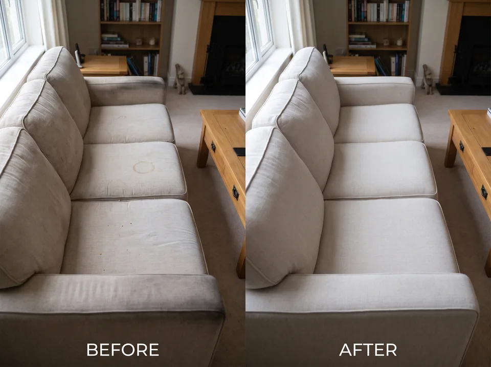 Fabric sofa: before and after comparison